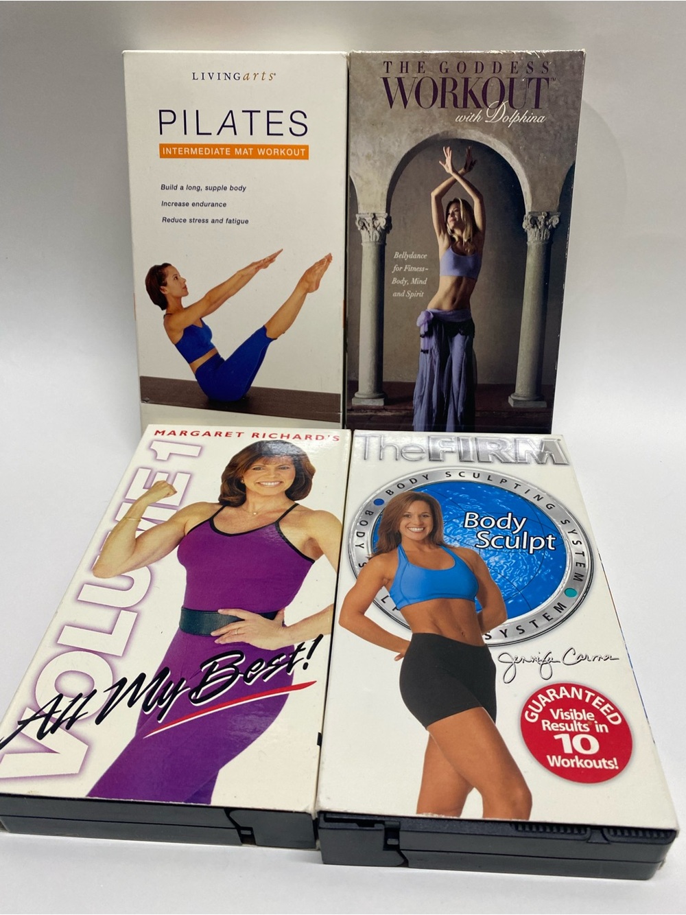 * VHS exercise tape set of 4 fitness Pilates belly dance body sculpting strength